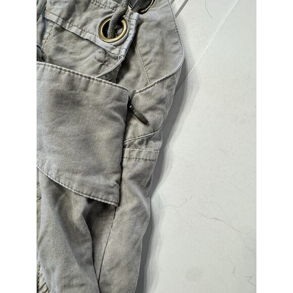 By Anthropologie Wide Leg Cropped Gray Brown Overalls Tie Waist Size Small - Picture 3 of 8